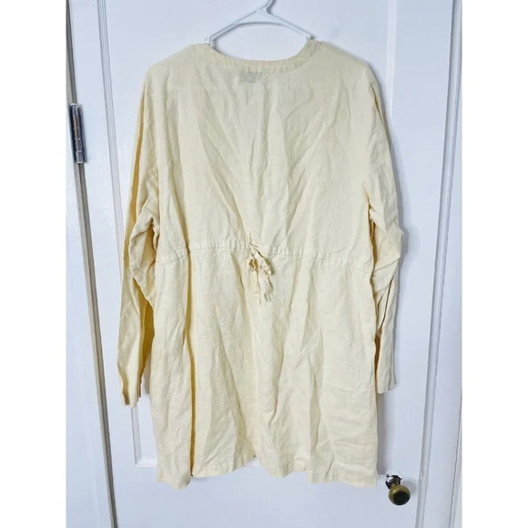 Vtg J Jill Linen Cardigan Sz L Button Woven Butter Yellow Boho Lagenlook Resort - Picture 3 of 9